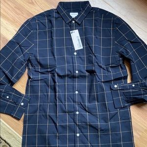 NWT Men Long Sleeves Button Down Shirt Blue Yellow